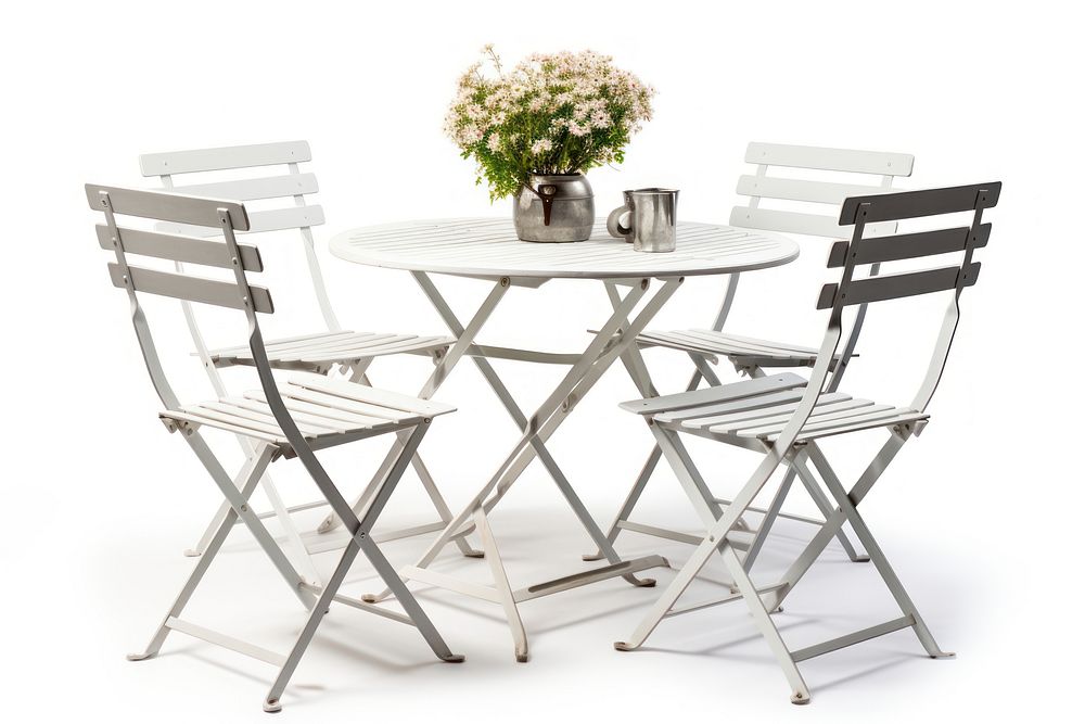 Garden furniture chair table white. AI generated Image by rawpixel.