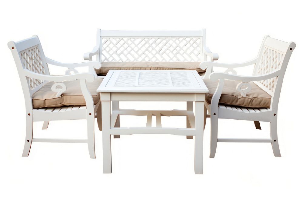 Garden furniture chair table bench. AI generated Image by rawpixel.