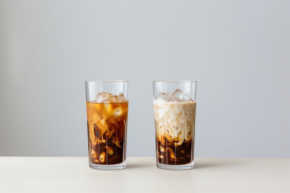 Iced coffee glass drink milk. 