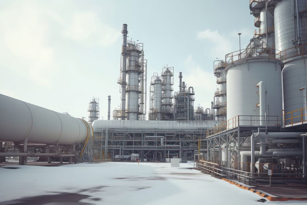 Chemical plant architecture refinery factory. AI generated Image by rawpixel.