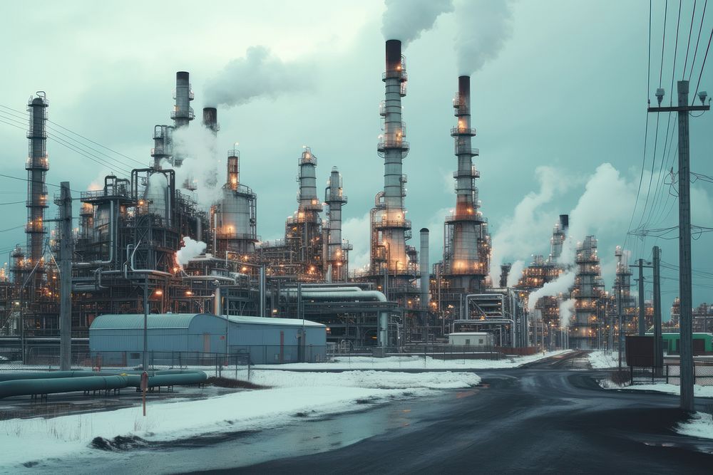 Chemical plant architecture building refinery. AI generated Image by rawpixel.