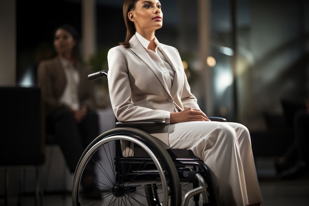 Wheelchair sitting adult woman. AI generated Image by rawpixel.