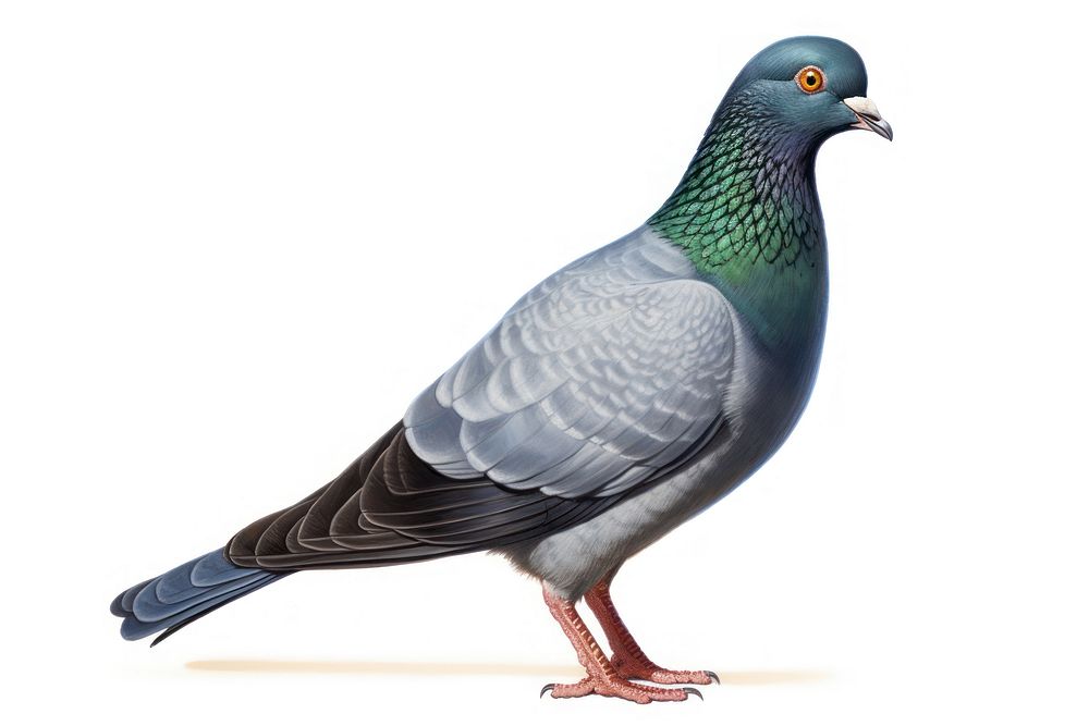 Pigeon animal bird white background. 