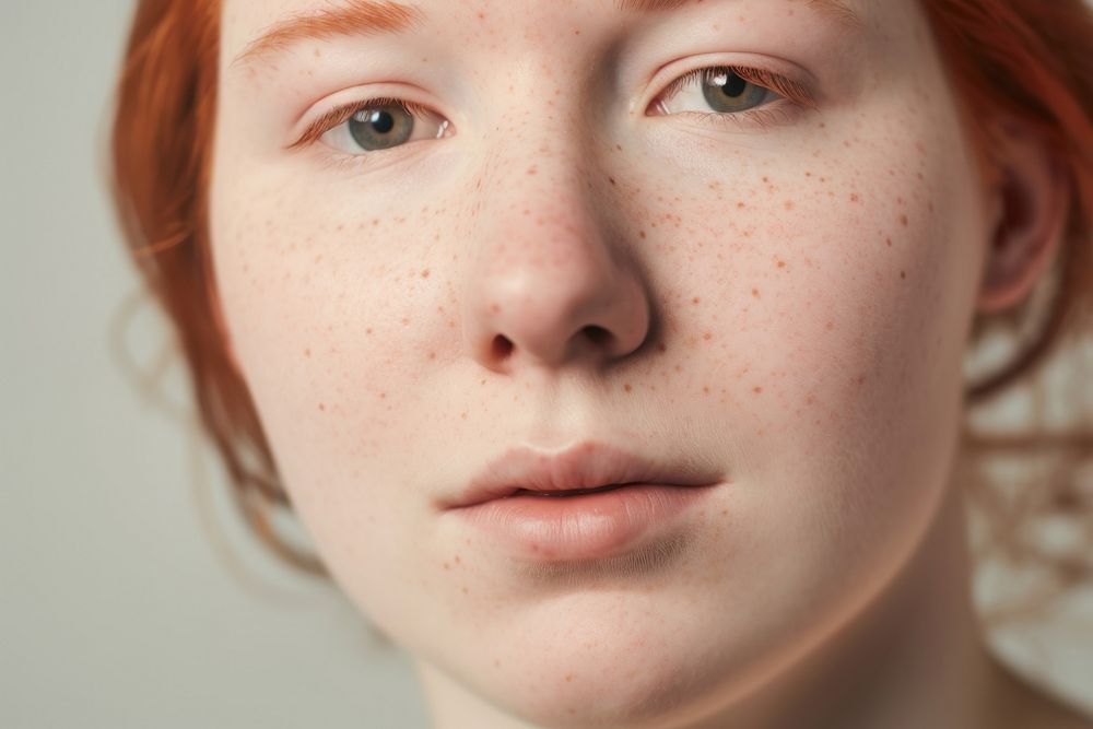Chubby woman freckle skin eye. AI generated Image by rawpixel.
