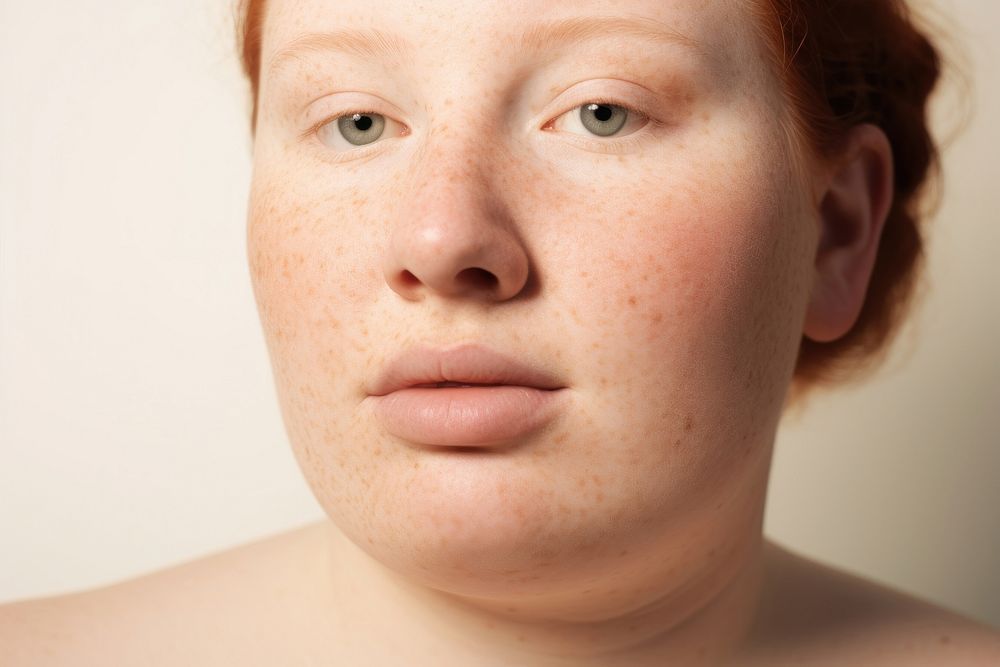 Chubby woman freckle skin hairstyle. AI generated Image by rawpixel.