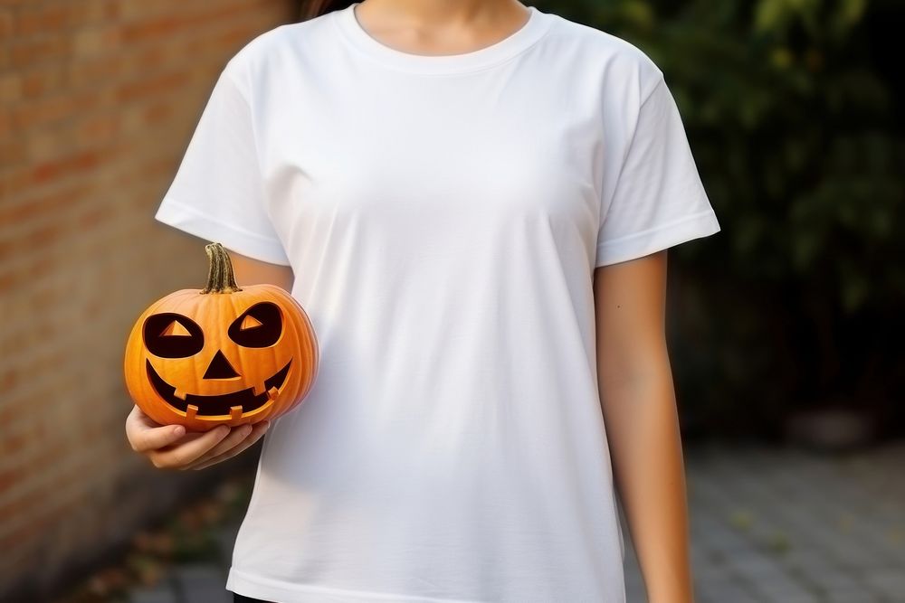 Halloween t-shirt holding sleeve. AI generated Image by rawpixel.