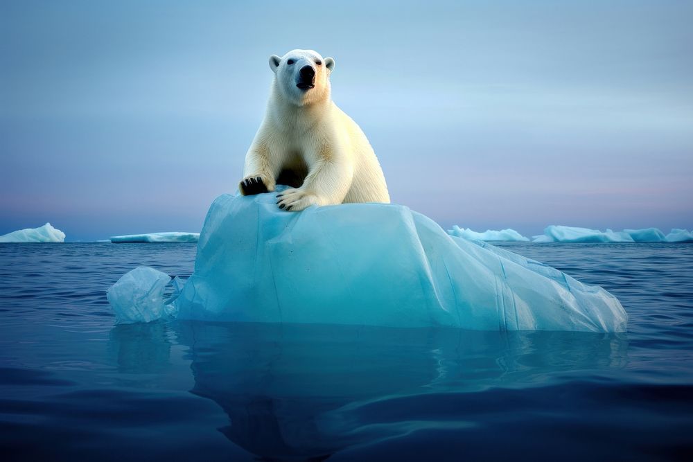 Polar bear ice wildlife outdoors. AI generated Image by rawpixel.