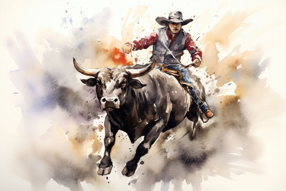 Bull rider livestock mammal animal. AI generated Image by rawpixel.
