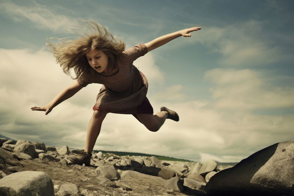 Outdoors jumping nature rock. AI generated Image by rawpixel.