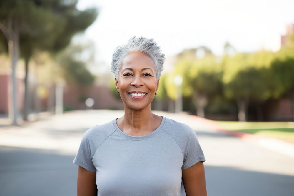 Senior african american woman smiling adult smile. AI generated Image by rawpixel.
