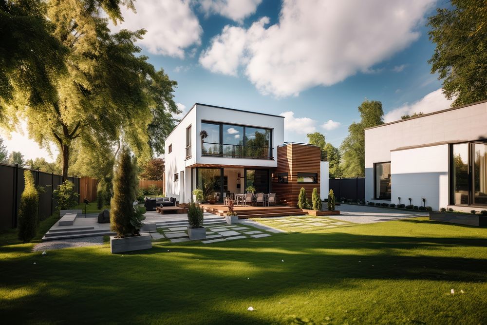 Modern house architecture building outdoors. AI generated Image by rawpixel.