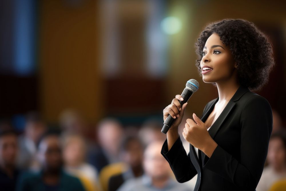 Business conference microphone audience talking. AI generated Image by rawpixel.