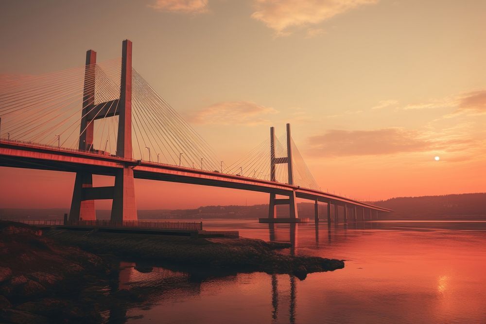 City bridge outdoors sunset. AI generated Image by rawpixel.