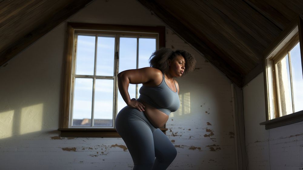 Chubby black woman exercise architecture building adult. AI generated Image by rawpixel.