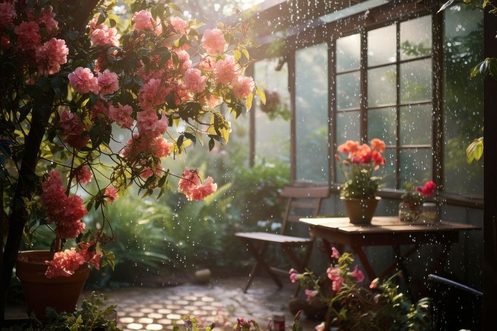Garden flower architecture outdoors. AI generated Image by rawpixel.