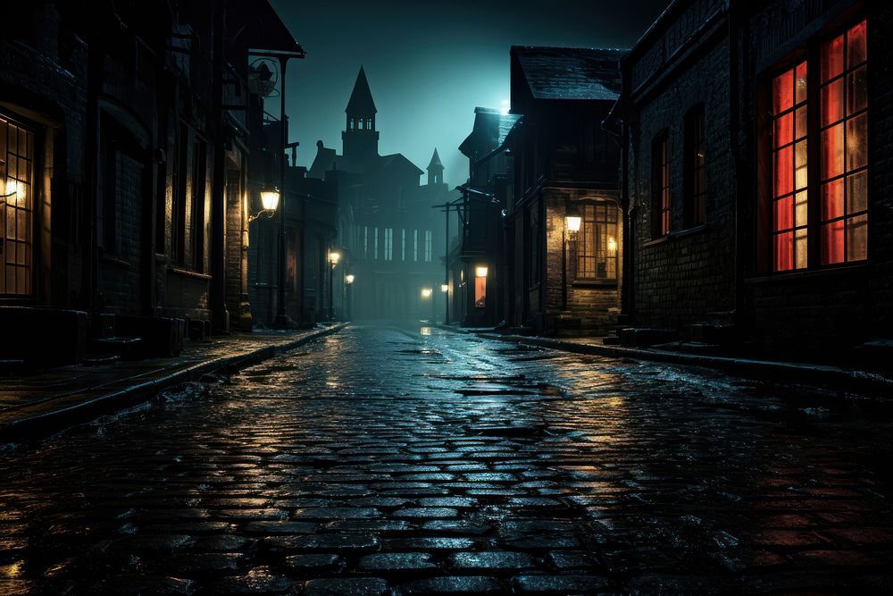 City street alley night. 
