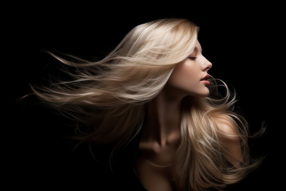 Blonde woman hair portrait adult black. AI generated Image by rawpixel.
