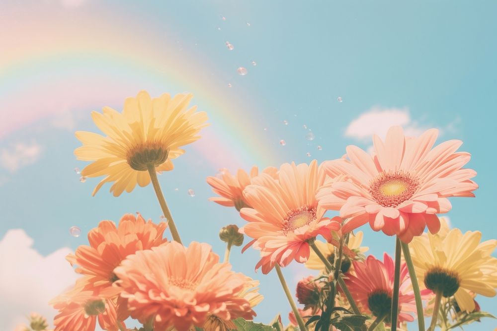 Flowers rainbow outdoors nature. AI generated Image by rawpixel.