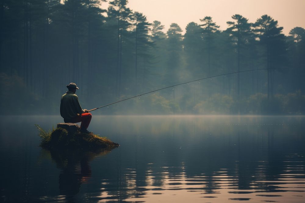 Lake fishing recreation outdoors. 