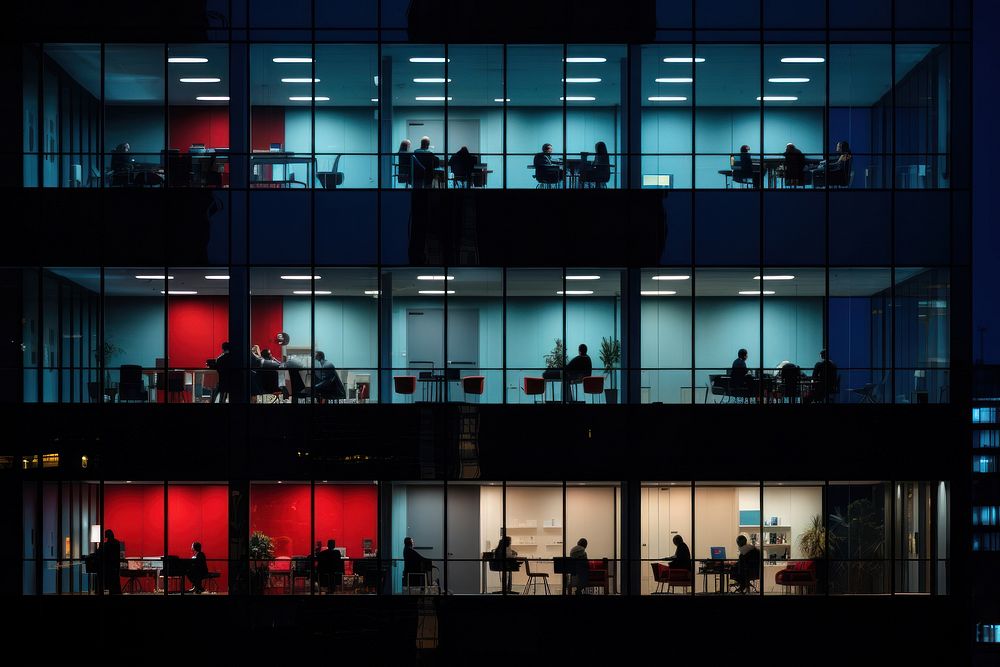 Building night architecture lighting. AI generated Image by rawpixel.