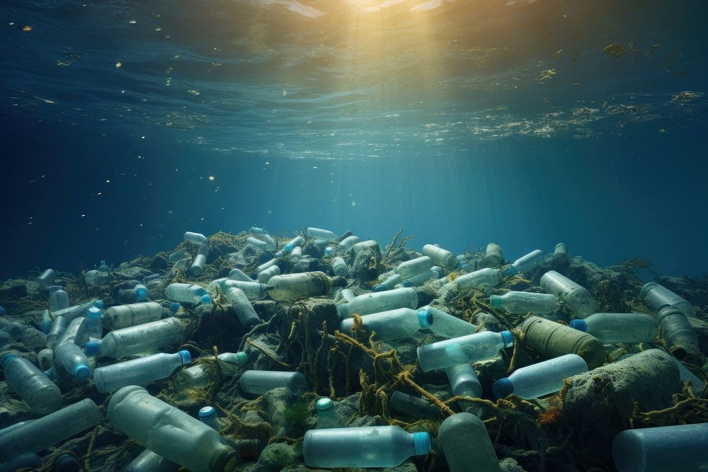 Plastic ocean underwater pollution. AI generated Image by rawpixel.