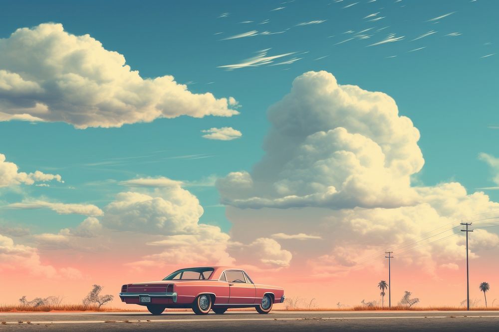 Car 80s outdoors horizon. | Premium Photo Illustration - rawpixel