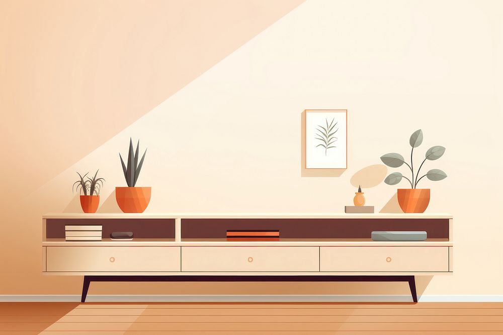 Tv shelf room architecture furniture. AI generated Image by rawpixel.