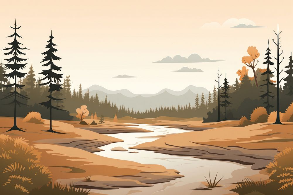 Forest wilderness landscape outdoors. AI generated Image by rawpixel.