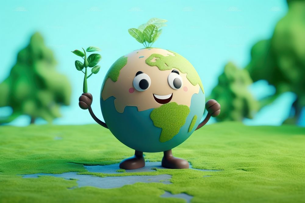 Earth cartoon planet space green. AI generated Image by rawpixel.