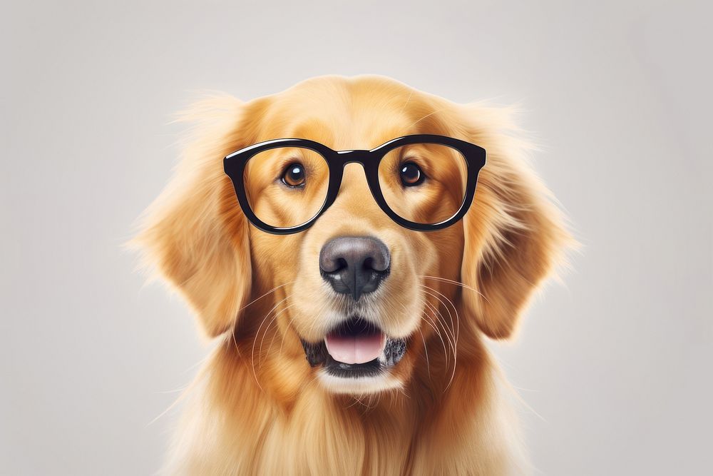 Dog wearing glasses retriever mammal animal. 