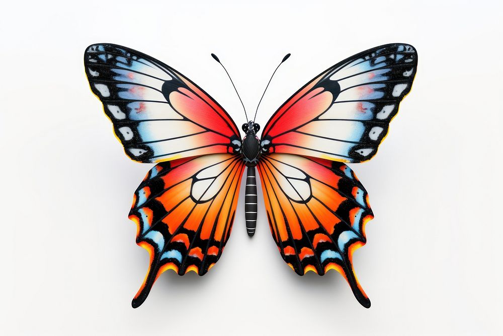 Butterfly insect animal white background. 