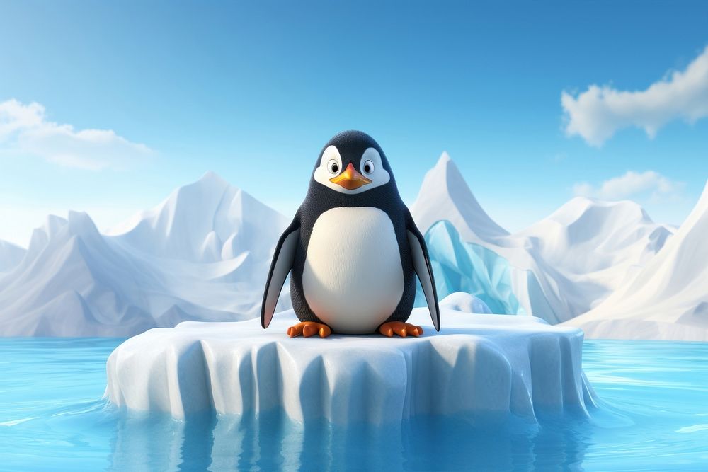 Penguin outdoors iceberg cartoon. AI generated Image by rawpixel.