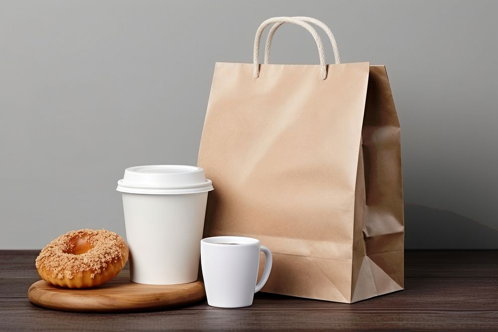 White blank package food handbag coffee. 