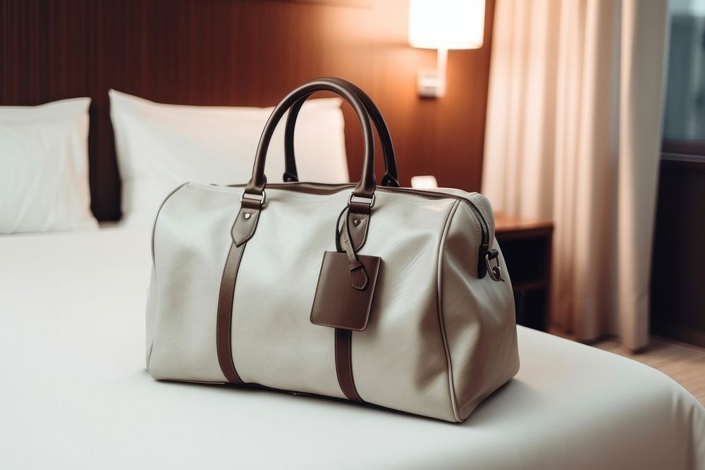 White bag handbag luggage travel. 