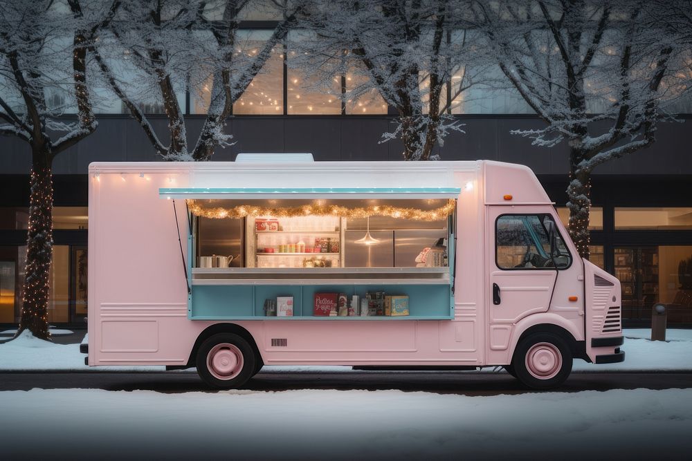 Food truck vehicle van transportation. AI generated Image by rawpixel.