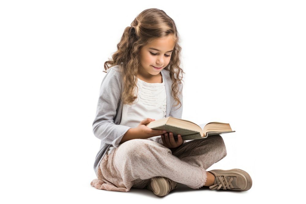 Reading sitting child book. AI generated Image by rawpixel.