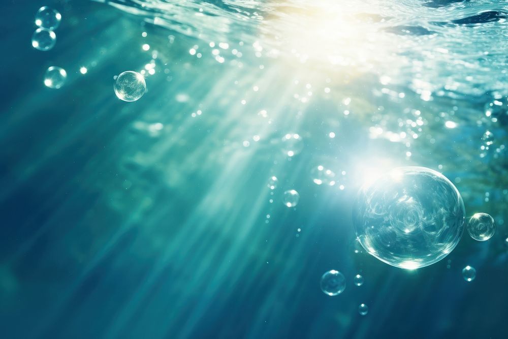 Underwater light backgrounds sunlight. AI generated Image by rawpixel.