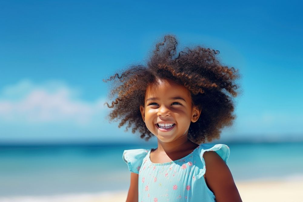 Toddler summer beach smile. AI generated Image by rawpixel.
