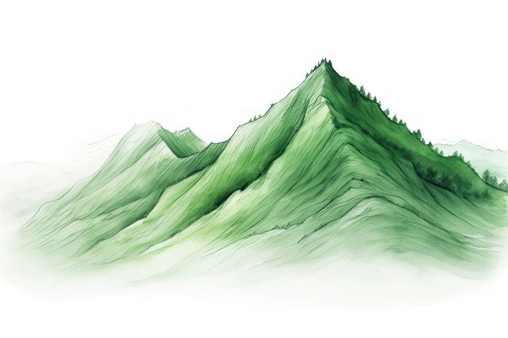 Green mountain outdoors drawing nature. AI generated Image by rawpixel.