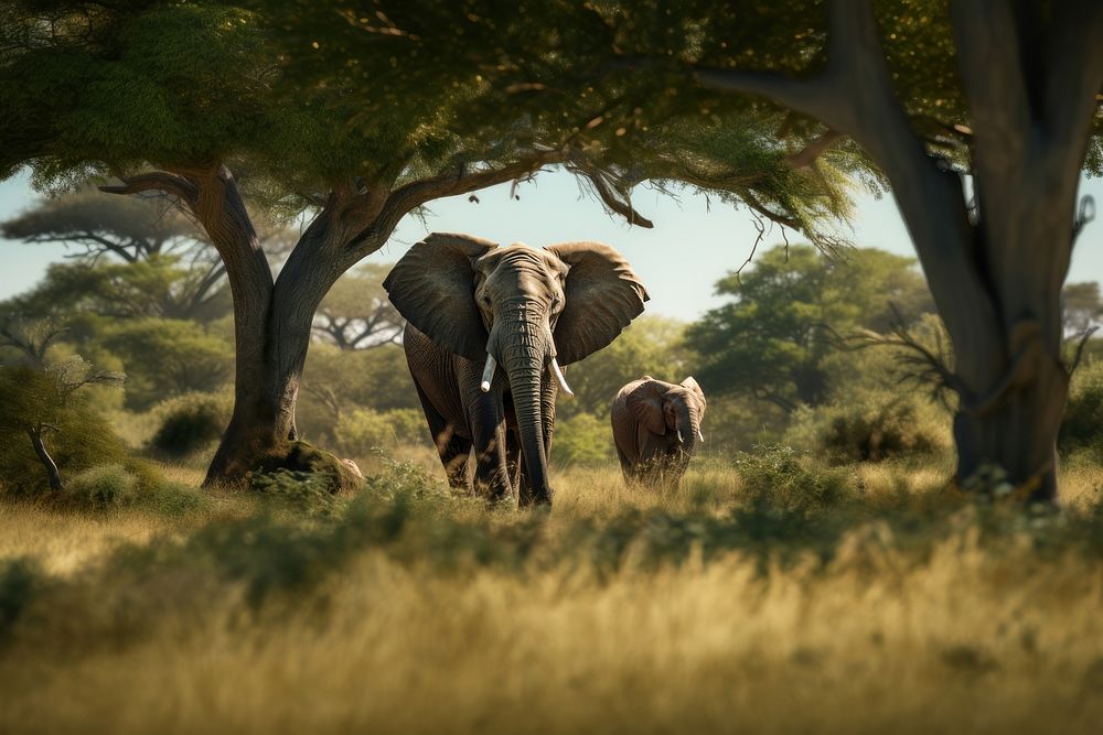 Wildlife documentary elephant landscape grassland. 