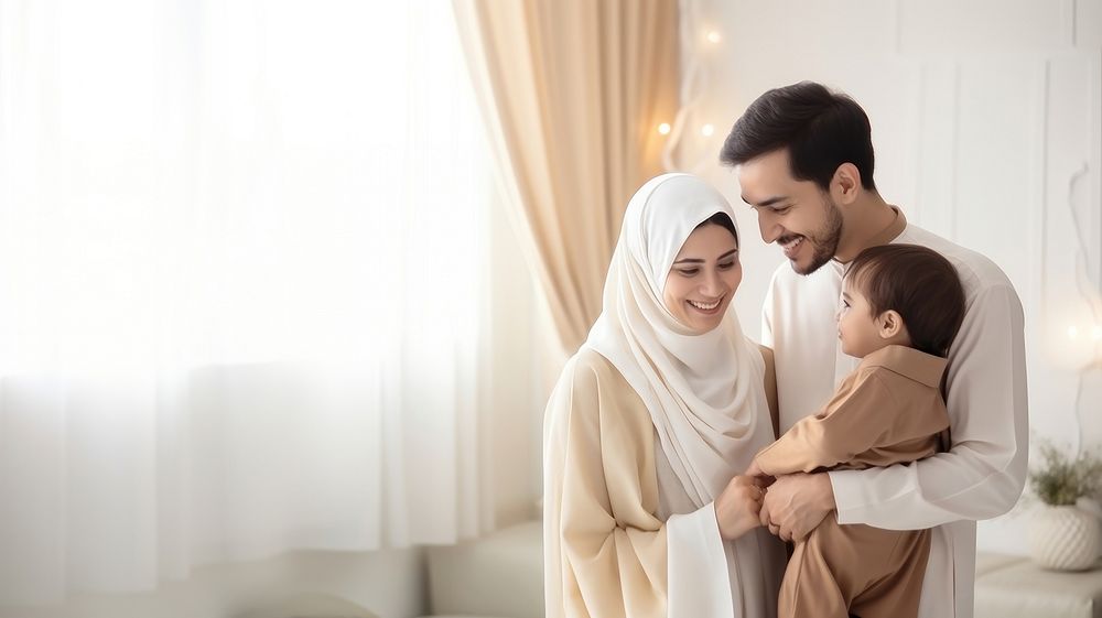 Happy Muslim family reading quran together smiling togetherness affectionate. AI generated Image by rawpixel.