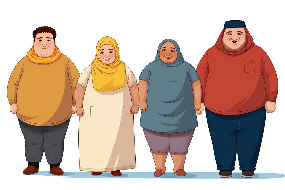 Chubby muslim people adult togetherness illustrated. AI generated Image by rawpixel.
