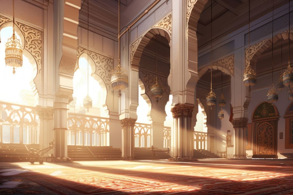 Mosque interior architecture building spirituality. 