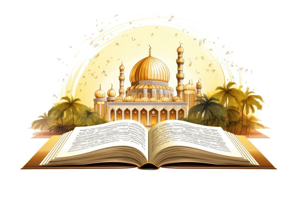Muslim family quran architecture building dome. AI generated Image by rawpixel.