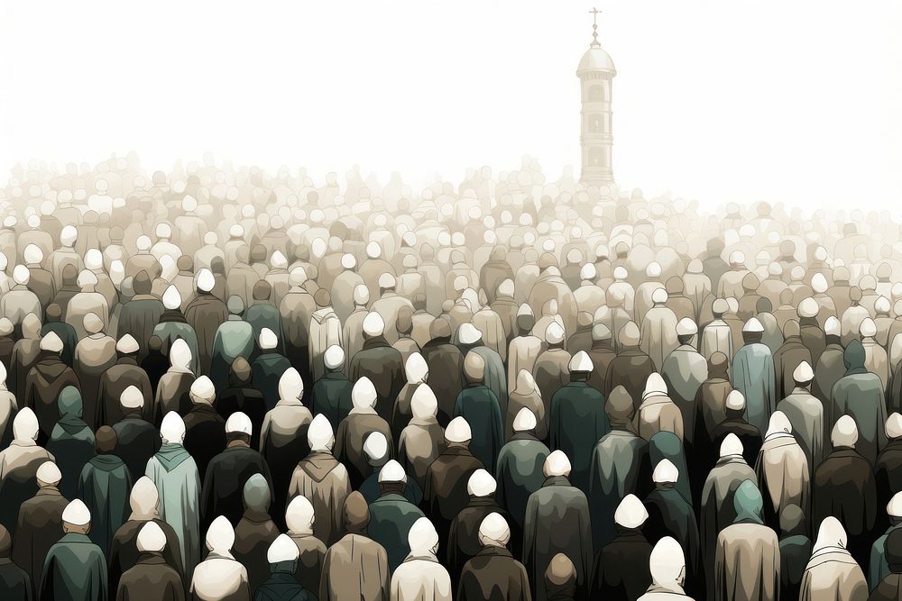 Muslim prayers crowd backgrounds architecture spirituality. AI generated Image by rawpixel.
