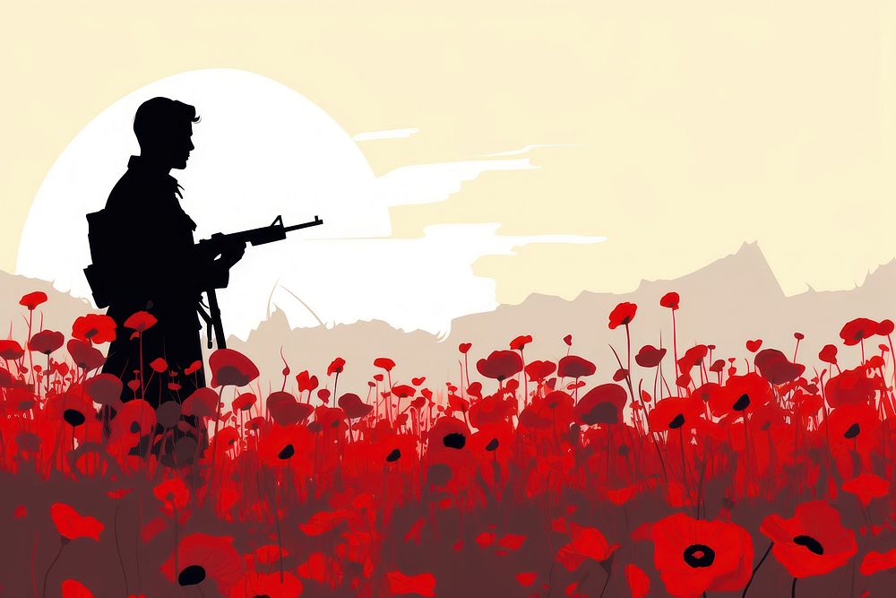 Poppies silhouette standing cartoon. AI generated Image by rawpixel.