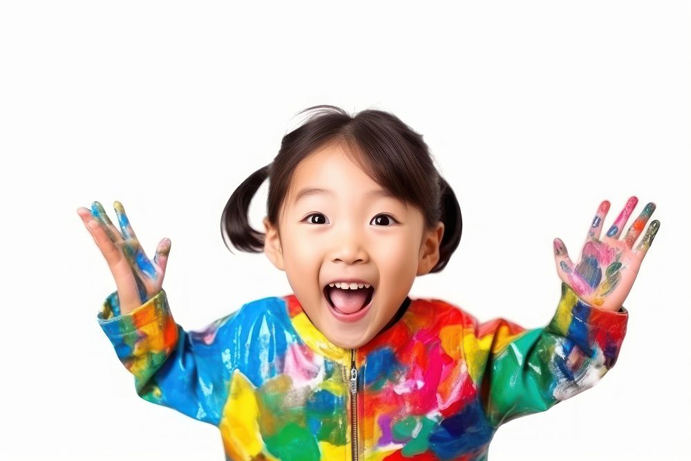 Little aisan girl creativity child paint. AI generated Image by rawpixel.