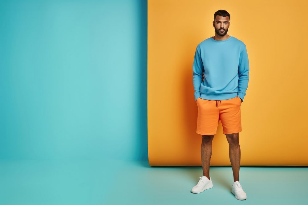 Men fashion shorts standing adult. AI generated Image by rawpixel.