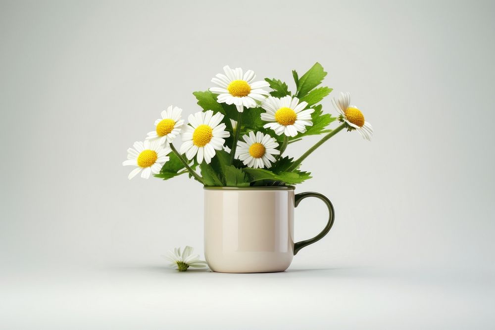 Flower daisy mug plant. AI generated Image by rawpixel.