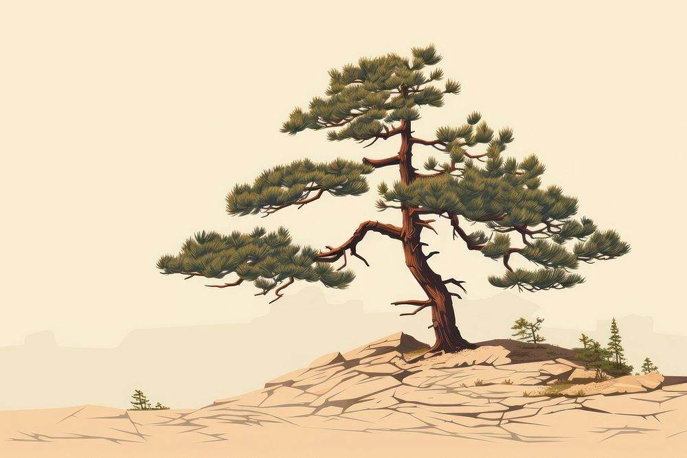 Pine tree plant tranquility landscape. AI generated Image by rawpixel.